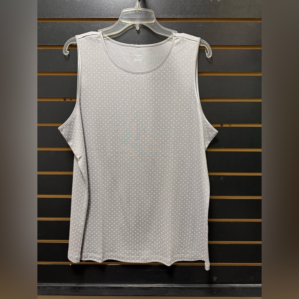 CJ Banks Gray Polka Dot Cotton Tank Top 1X